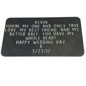 Inserción de billetera grabada personalizada: regalo único de aniversario o boda