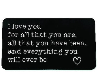 Personalized Engraved Aluminum Wallet Card Insert - Love Note Gift