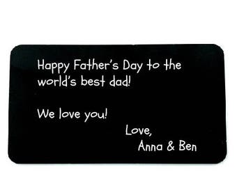 Unique Fathers Day Gift - Personalized Engraved Wallet Card - World's Best Dad