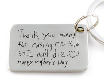 Actual Handwriting Key Chain -Customized Keychain, Signature Keychain, Personalized Gift, In Memory of Gift, Loss Gift