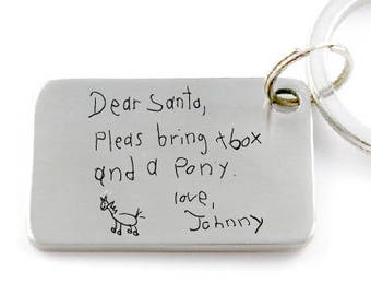 Actual Handwriting Key Chain Using Your Child's Writing or Drawing - Unique Personalized Keepsake KeyChain