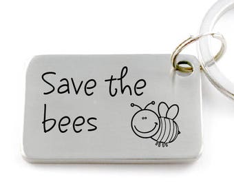 Save the Bees Key Chain - Protect Honey Bees - Stainless Steel Keychain