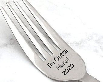 Retirement Gift - Customized Fork - I'm Outta Here - Custom Fork - Personalized Silverware - Custom Engraved Fork Personalized Serving Fork