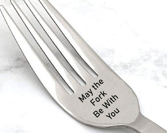 Custom Engraved Stainless Steel Fork: Personalized Silverware Gift