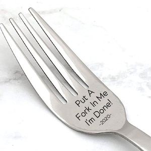 Retirement Gift - Customized Fork - I'm Done - Custom Fork - Personalized Silverware - Custom Engraved Fork Personalized Serving Fork