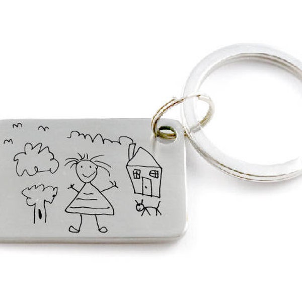Replica of Your Child's Drawing or Handwriting - Engraved Key Chain