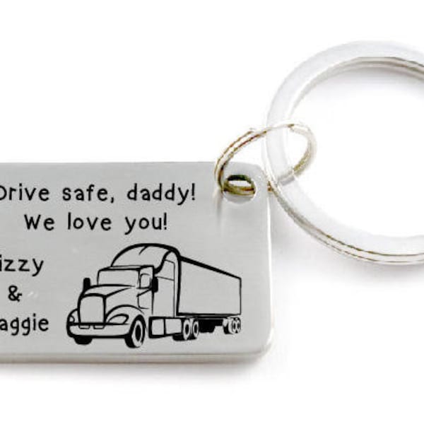 Custom Trucker Keychain: Engraved Stainless Steel Drive Safe Gift