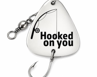 Hooked On You Fishing Lure, Fishing Gift for Boyfriend, Fisherman Anniversary Gift, Custom Fishing Lure, Gift for Husband