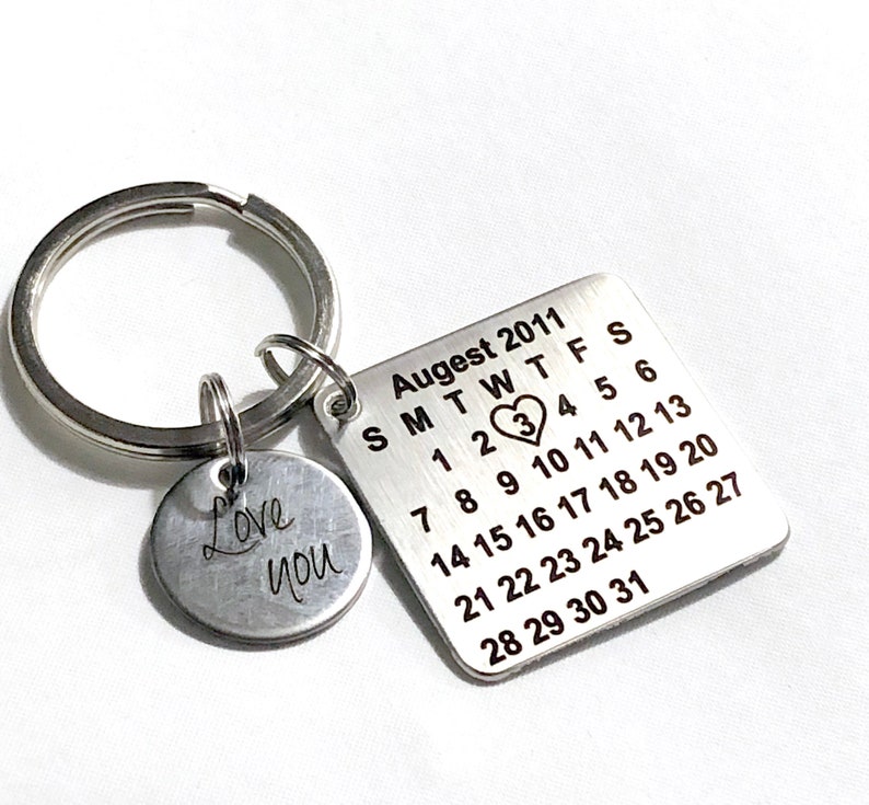Calendar Keychain Special Date With Heart Birth Etsy