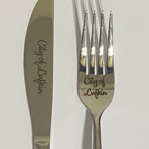Custom Engraved Stainless Steel Fork and Knife Set - Personalized Silverware