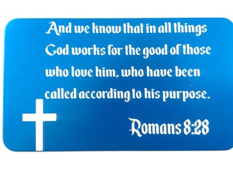 Bible Verse Card - Inspirational Wallet Card Insert - Personalized Engraved Motivational Keepsake