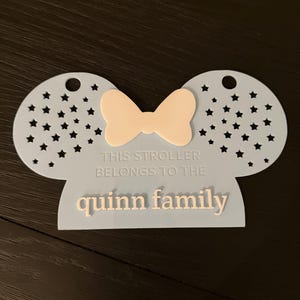 Personalized Disney Stroller Sign – Custom Family Name Tag | Minnie/Mickey Park Stroller Identifier