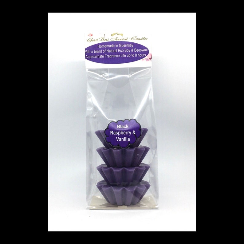 Black Raspberry /& Vanilla Scented Soy Wax Melts Free UK Shipping