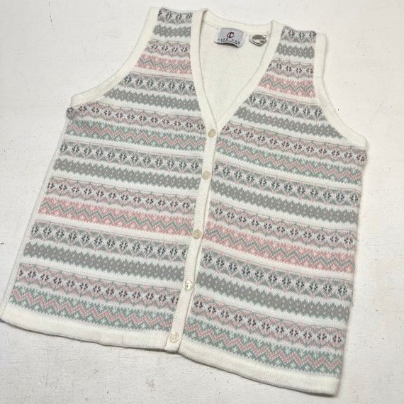 Vintage Pastel Fair Isle Nordic Button 