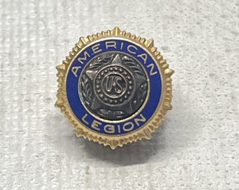 Vintage American Legion TINY SMALL Screw Back Lapel Pin Enamel Gold Tone