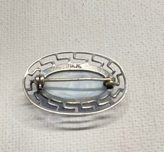 Vintage Art Deco Sterling Silver Greek Key Oval B… - image 4