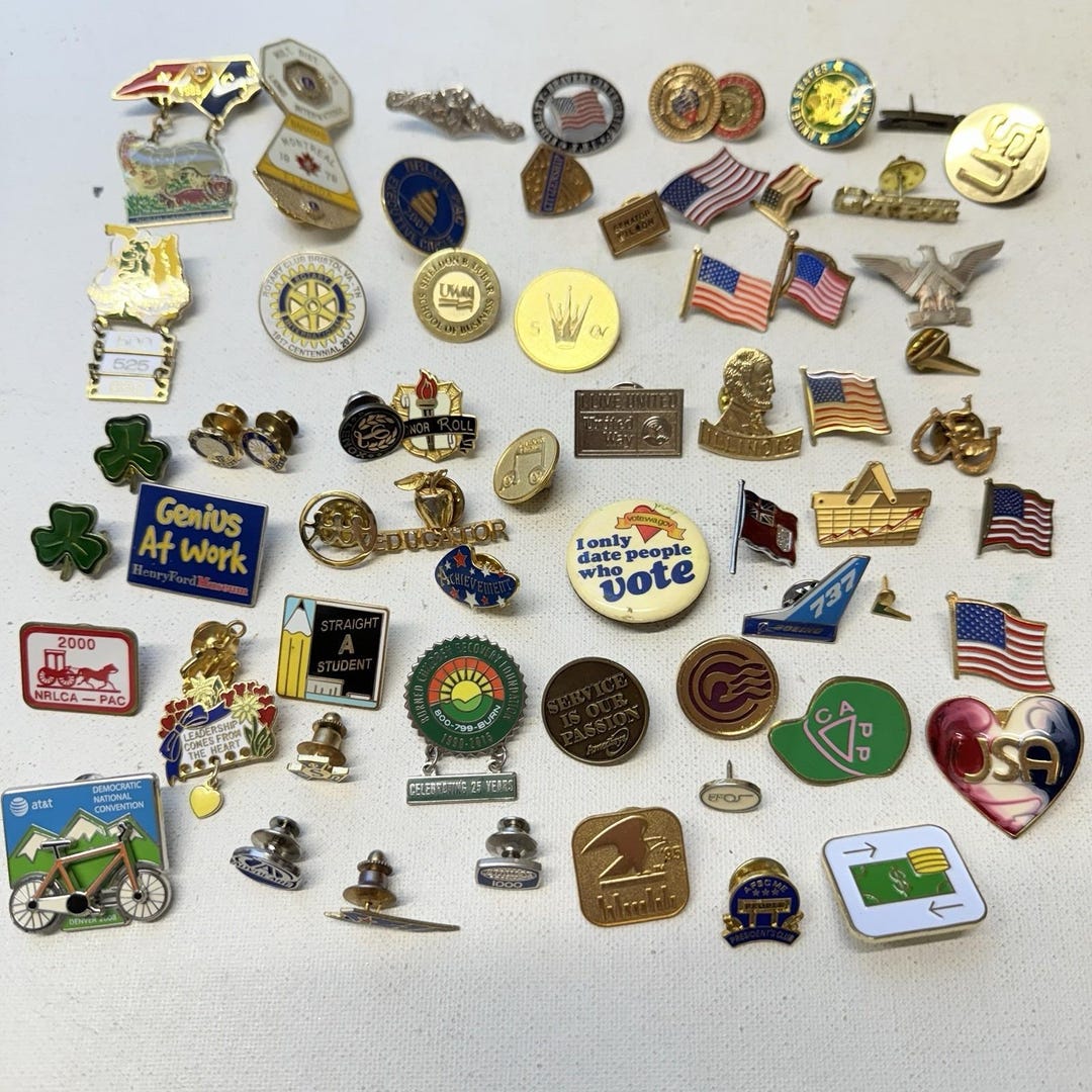63 Lapel Pins Lot Service Fraternal Clubs College Work Education ...