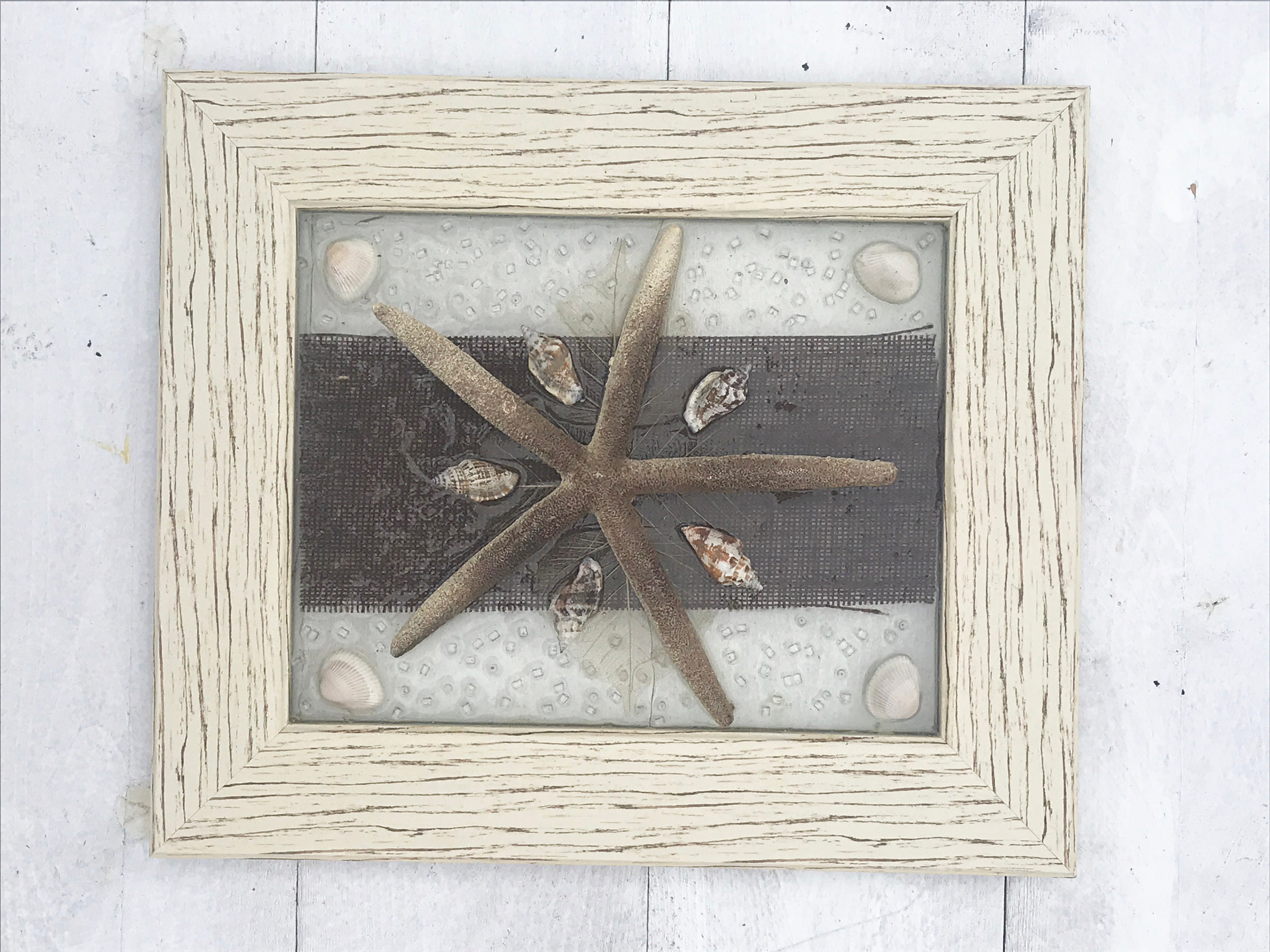 Starfish Sea Shell Beach Glass Art Frame - Etsy