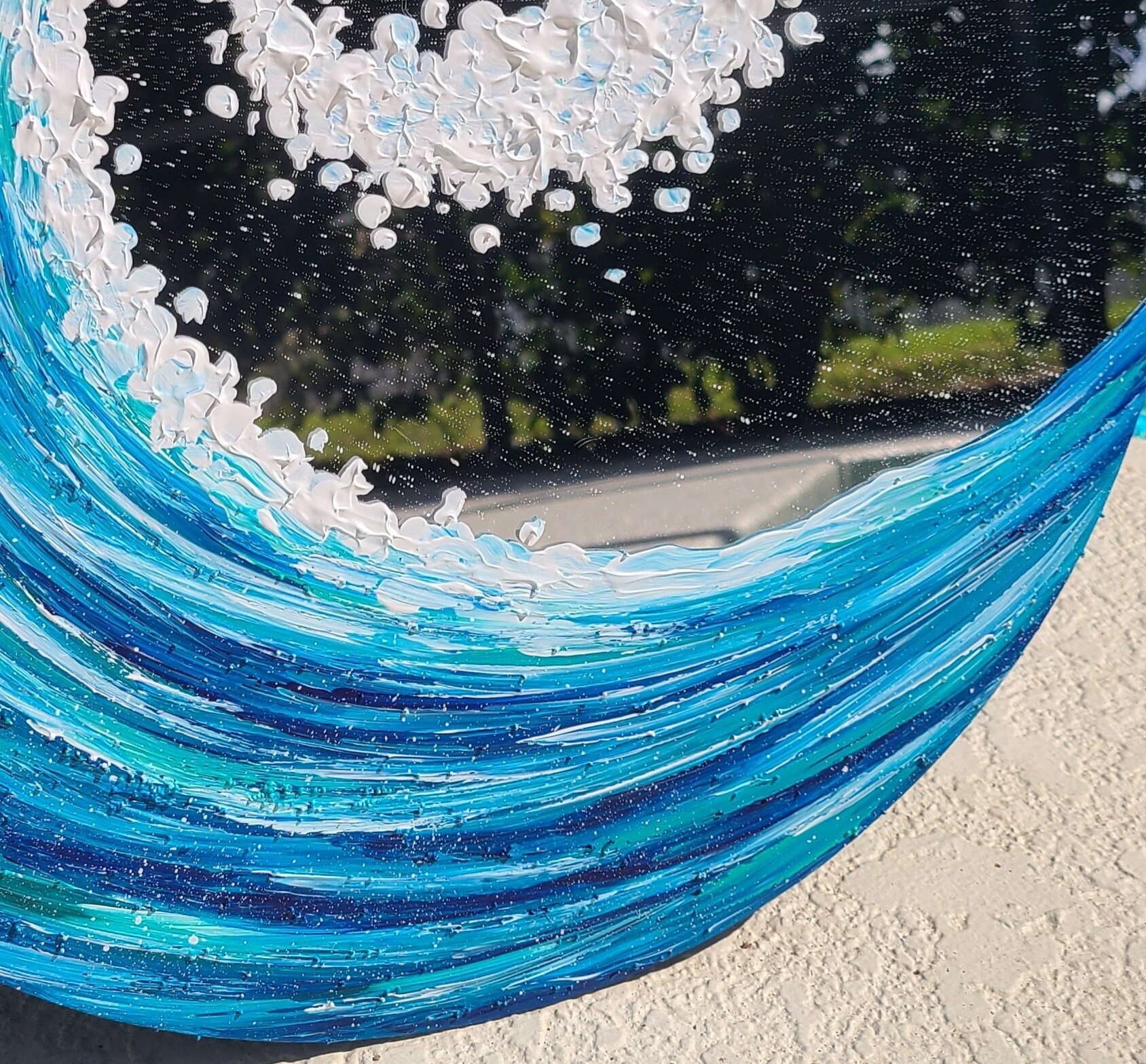Resin Ocean Mirror Wall Art, Resin Ocean Hanging Mirror