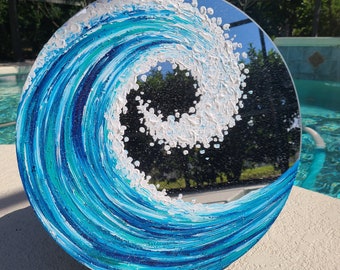 Ocean Wave Mirror, Original and Custom Acrylic Painting