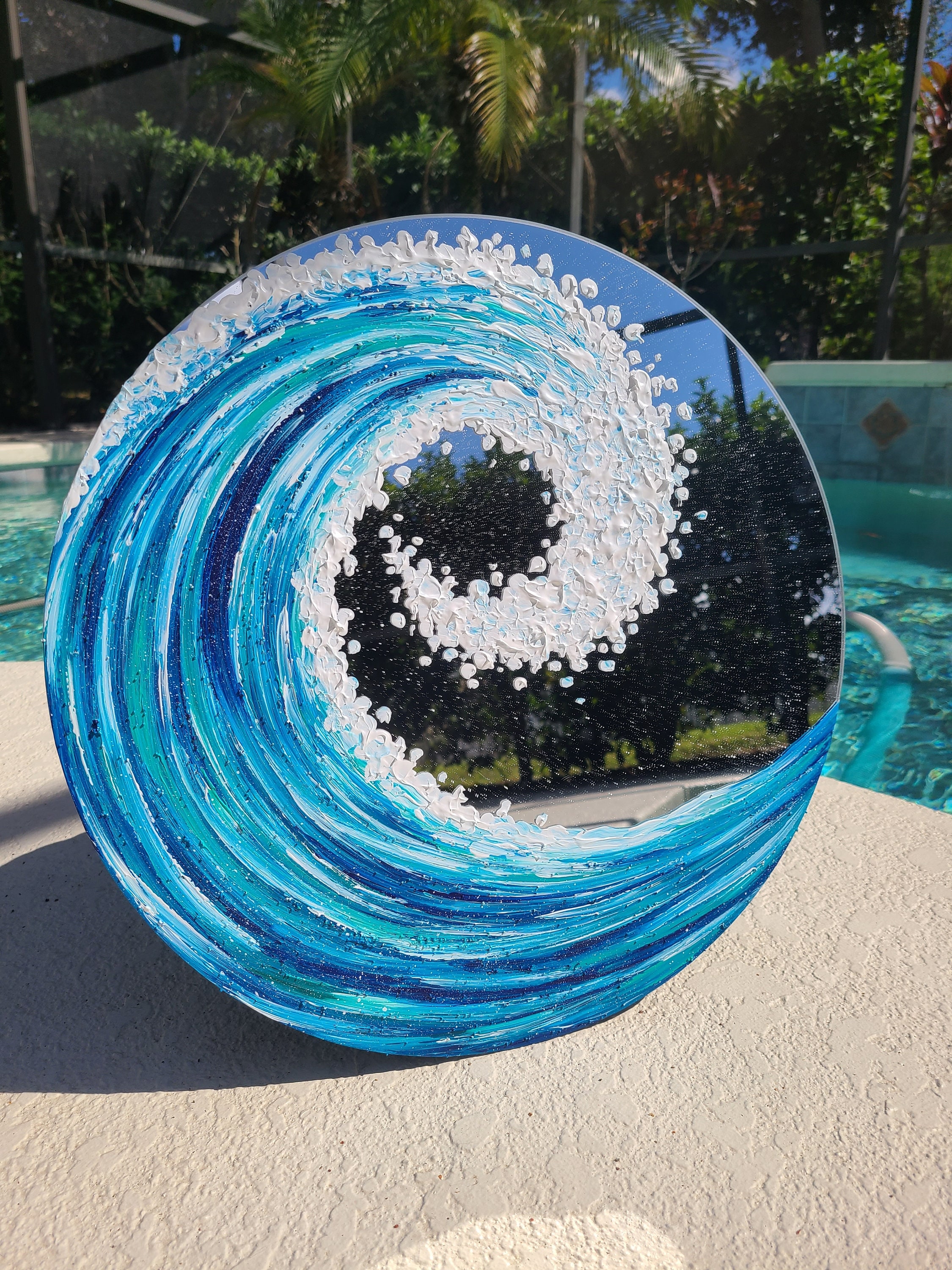 Ocean wall mirror オーシャンアート Resin Ocean Mirror Wall Art, Resin Ocean Hanging Mirror