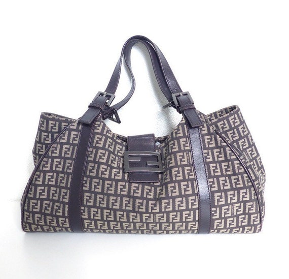 Authentic FENDI Canvas and Leather Zucca Handbag. Good Condition Vintage Fendi Bag Etsy