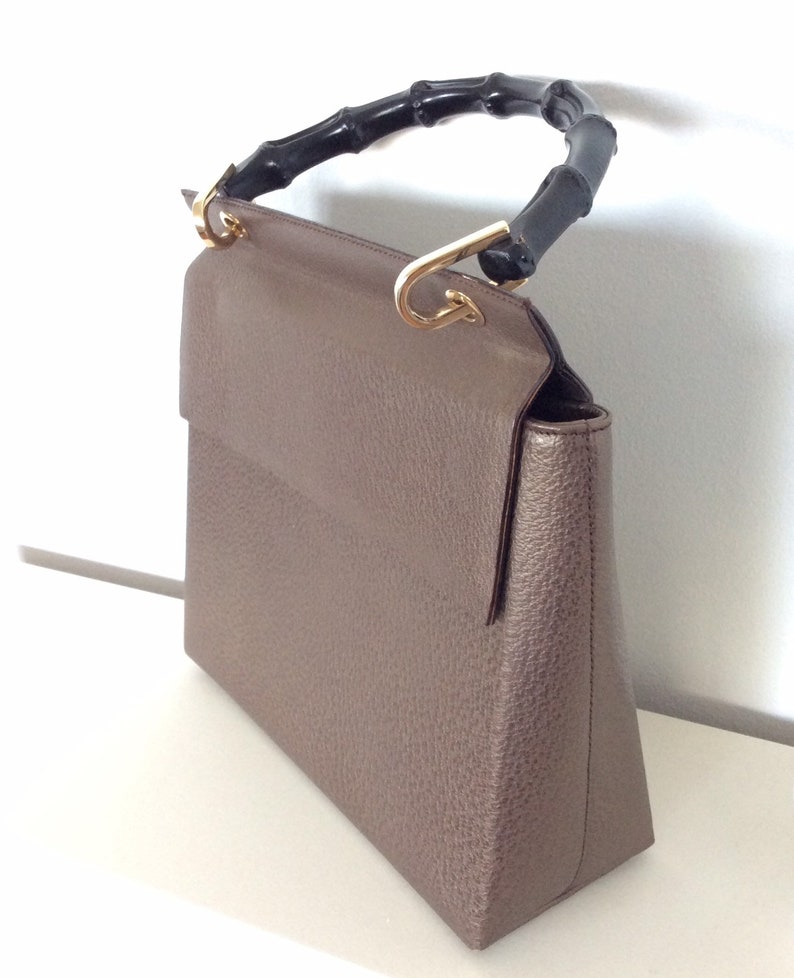 Authentic 80&#39;s GUCCI BAMBOO handbag black. Preloved Gucci | Etsy