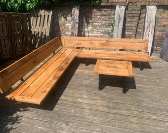 Solid Oak LOW Bespoke Corner Seating Garden Benches, Day Bed, sofa made South Downs National Park Oak