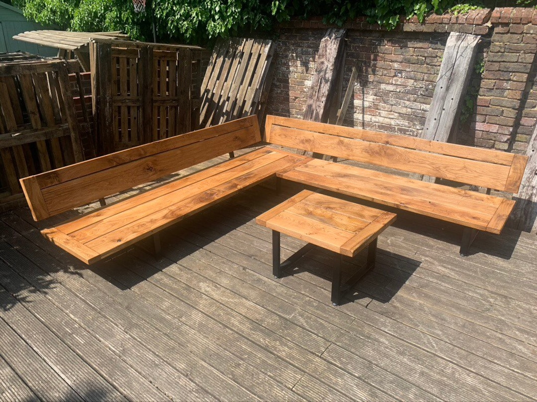 Solid Oak Traditional Bespoke Corner Seating Garden Benches Sofa Made South Downs National Park Oak Etsy UK