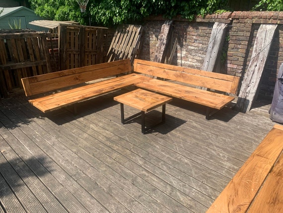 Solid Oak Traditional Bespoke Corner Seating Garden Benches Sofa