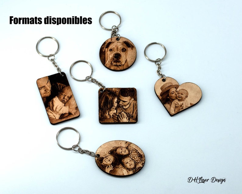 Customizable wooden key door with photo and text oval format