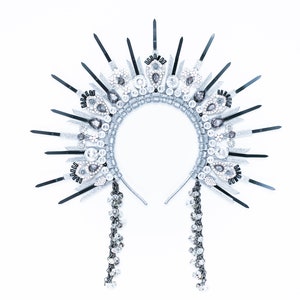 CRYSTAL ICE CROWN, Halo Crown, Halo, Queen crown, Crown, Headpiece, Party, celebration, Sun Crown, Festival crown, Met Gala, handmade