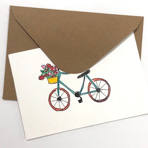Carte postale florale vélo - Carte vélo avec panier