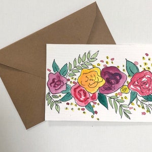 Handgemalte Aquarell Postkarten - Botanische Blumenkarte - Waldland Minimalistisches Design