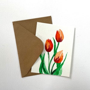 Aquarell Blumen Postkarten - Tulpen Malerei Karte - Aquarell Postkarten