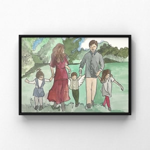 Memorial Portrait - Angel Baby Family Portrait - Watercolor Family Portraits - Miscarriage Memorial Gift