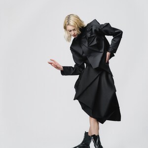 NEW Sculptural avant-garde asymmetric cuts cropped design neoprene blazer