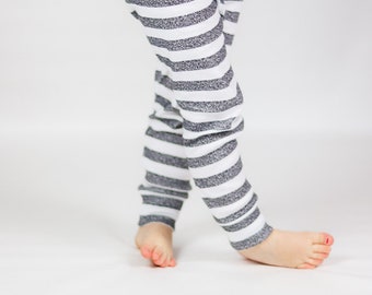 Organic stripe leggings by British Babies, black and white baby and toddler leggings