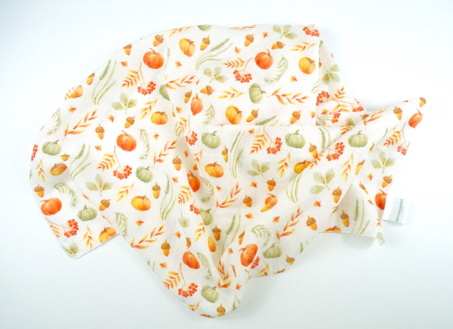 Organic Autumn Harvest Pumpkin Muslin Swaddle Blanket in Etsy