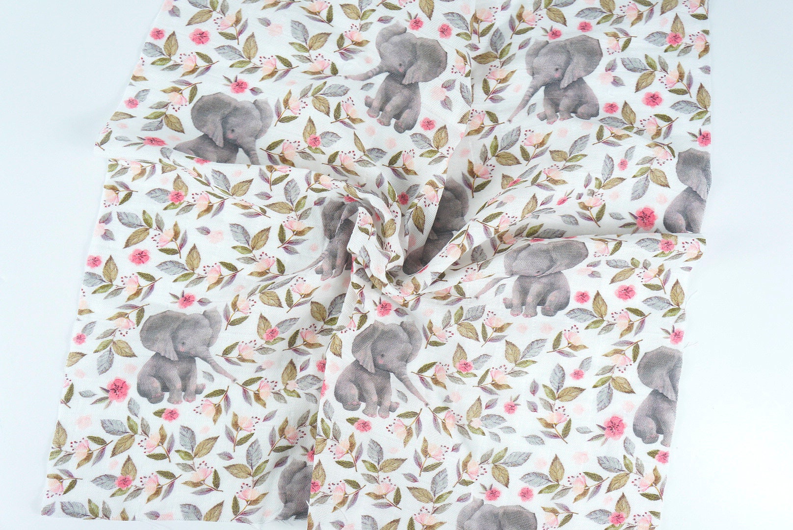 Baby Elephant Muslin Swaddle Blanket, Burp Cloth or Nursing Cover