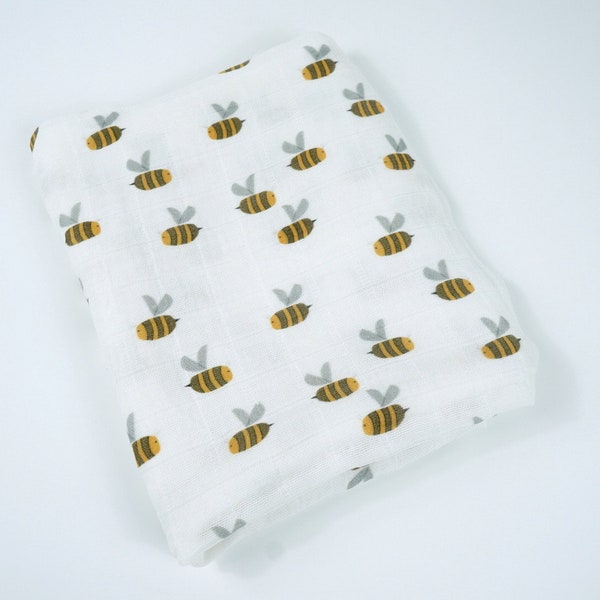 Organic Baby Swaddle Blanket - Bee main image 1