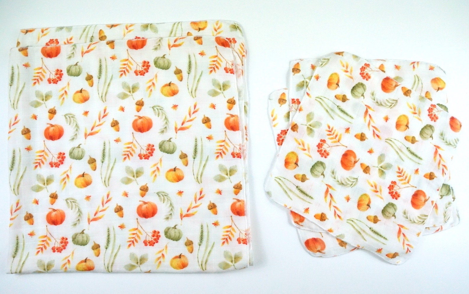 Organic Autumn Harvest Pumpkin Muslin Swaddle Blanket in Etsy