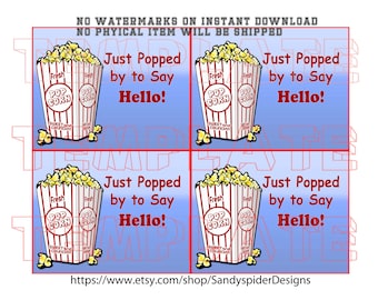 Etykieta na prezent Popcorn Popcorn, prezent biznesowy, etykieta na popcorn do druku, natychmiastowe pobranie, darmowa wysyłka, etykieta Popcorn Popcorn, polecenia, etykiety na prezenty, Popcorn Popcorn