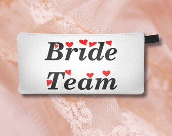 Bride Team with Hearts White Background Pencil Case