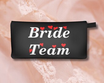 Bride Team with Hearts Black Background Pencil Case