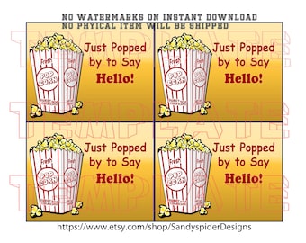 Etykieta na prezent w kolorze antycznym, prezent biznesowy, etykieta na popcorn do druku, natychmiastowe pobranie, brak wysyłki, etykieta na prezent, etykieta na prezent, Popby