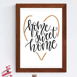 HOME SWEET HOME Wall Art Printable Home Print Digital Home Printable Sign Black and Gold Heart Decor Home Decor New Home