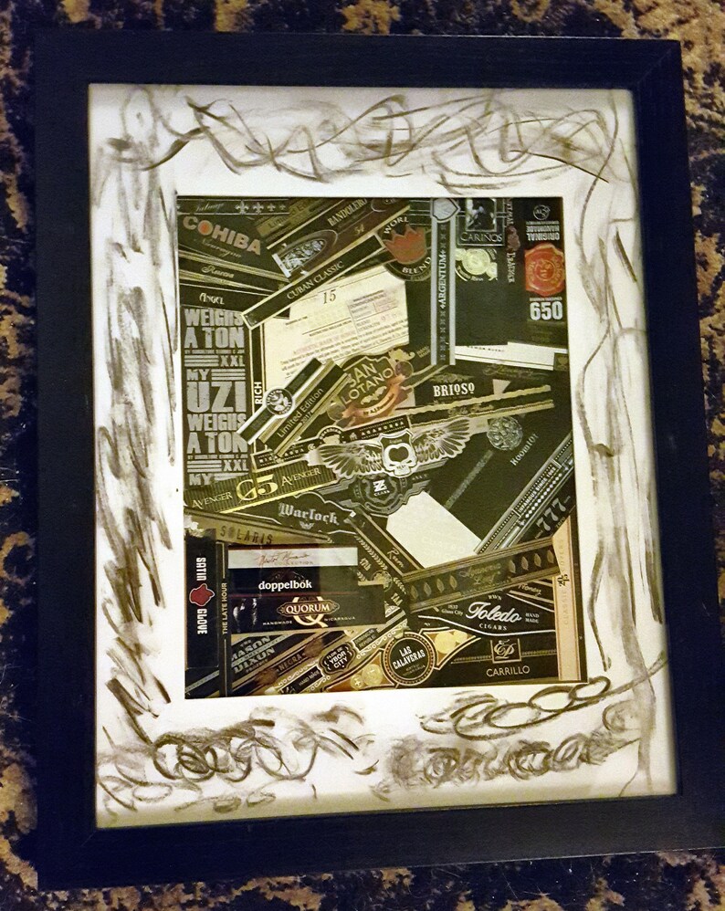 11 X14 Assorted Cigar Band Black Frame 8 X10 Mat