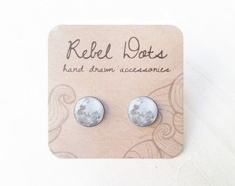 Moon studs - Moon stud earrings -  Moon earrings