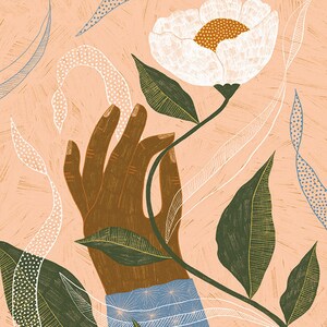 Holding Hands with Flowers Print